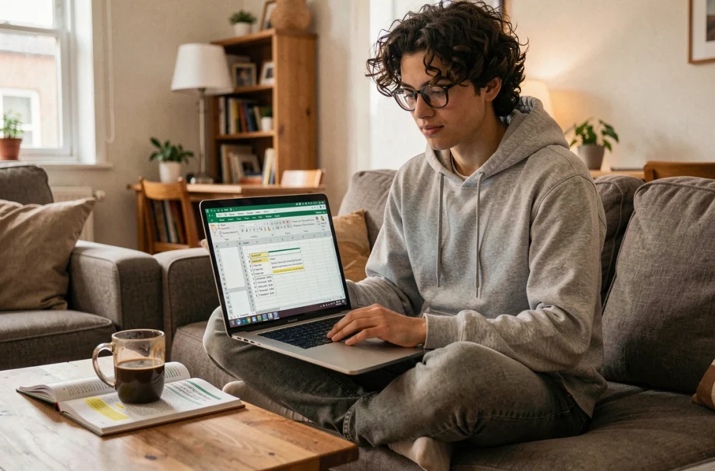 Étudiant apprenant à calculer un âge dans Excel avec un guide pour débutants